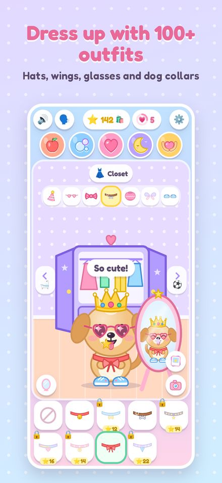 Dressing up a puppy in the closet